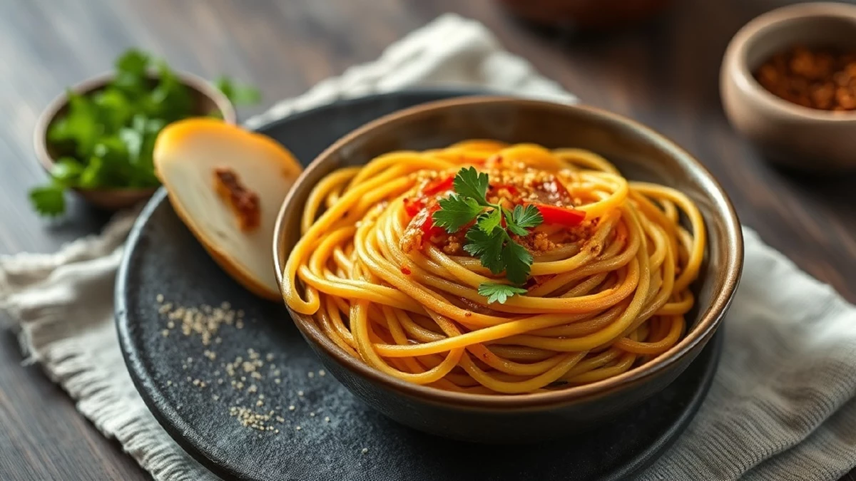 Nouilles soba froides au sésame : sauce tsuyu, concombre et graines de sésame