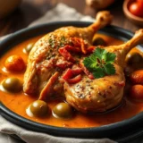 Poulet aux olives en cocotte : le fond de sauce que j&rsquo;aime et comment j&rsquo;arrive à ce résultat