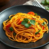 Salade vietnamienne : vermicelles de riz, herbes fraîches, nems et sauce nuoc mam