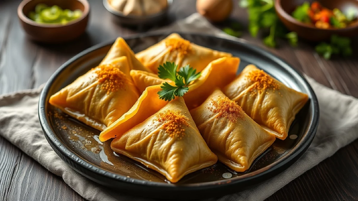 Samosa indien au four : pâte croustillante, farce de pommes de terre épicées