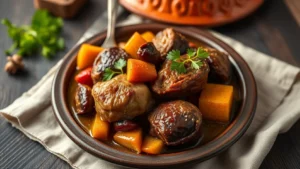 Tajine d'agneau aux pruneaux : cuisson lente, épices du ras-el-hanout et proportions