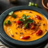 Gaspacho andalou maison : tomates mûres, concombre, poivron et vinaigrette froide