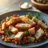 Salade de lentilles au saumon fumé : vinaigrette moutarde, câpres et aneth frais