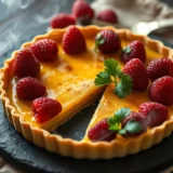 Tarte aux framboises et crème légère : fond de tarte cuit à blanc et crème pâtissière froide