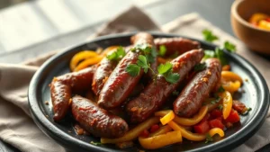 Andouillette à l'air fryer — plat fini vu de dessus
