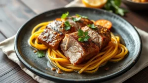 Filet mignon de porc rôti — plat fini vu de dessus