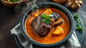 Langue de bœuf à la cocotte-minute — plat fini vu de dessus