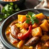 Rougail saucisse créole : saucisses grillées d&rsquo;abord, sauce tomate épicée et riz blanc