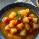 Sirop de salade de fruits maison : sucre, eau et épices pour napper les fruits frais