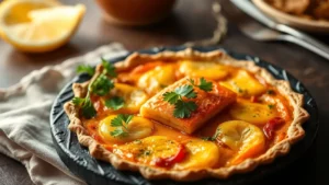 Tarte au saumon fumé et aneth — plat fini vu de dessus