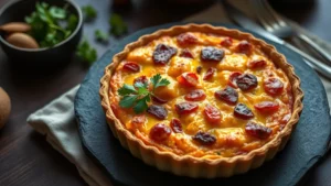 Tarte flambée alsacienne — plat fini vu de dessus