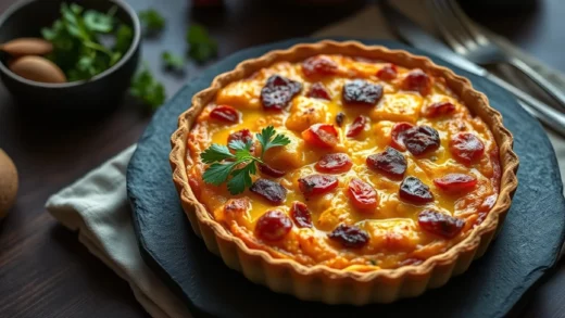 Tarte flambée alsacienne maison : pâte fine, crème fraîche épaisse et oignons très fins
