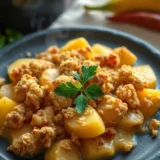 Crumble aux pommes et butterscotch : sauce caramel au beurre salé sous le crumble
