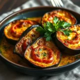 Gratin d&rsquo;aubergines à la tomate : lamelles d&rsquo;aubergines grillées, sauce tomate longue et fromage