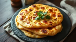 Naan sans four traditionnel — plat fini vu de dessus