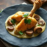 Poulet à la crème et champignons : cuisson en cocotte, crème fraîche épaisse et finition