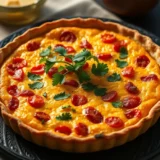 Quiche lorraine maison : lardons, crème, œufs et la pâte brisée que je fais moi-même