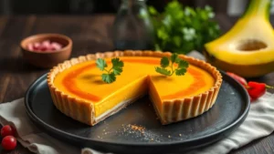Tarte au pamplemousse rose : curd acidulé, meringue légère et pâte sablée fine — plat fini vu de dessus