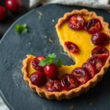 Tarte aux cerises et crème d&rsquo;amandes : cerises dénoyautées, frangipane et pâte sucrée