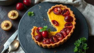 Tarte aux cerises et crème d'amandes — plat fini vu de dessus