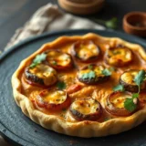 Tarte aux poivrons rôtis et mozzarella : fond d&rsquo;huile d&rsquo;olive et pâte brisée croustillante