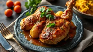 7 marinades méditerranéennes pour poulet cuit — plat fini vu de dessus