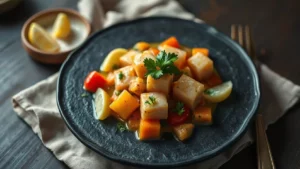 Ceviche péruvien — plat fini vu de dessus