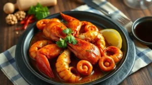 Homard à la québécoise tendre et juteux — plat fini vu de dessus