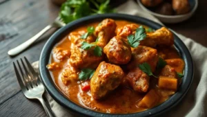 Poulet tikka masala au ghee — plat fini vu de dessus