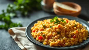 Couscous tunisien — plat fini vu de dessus