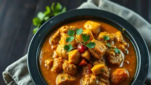 Curry indien aux épices entières — plat fini vu de dessus