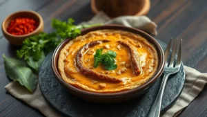 Injera éthiopienne — plat fini vu de dessus