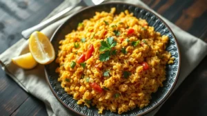Jollof Rice Ghanéen — plat fini vu de dessus